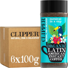 Clipper Latin American Organic Instant Coffee | 6 x 100g Jars | Bulk Buy for Home & Catering | Arabica Gourmet Coffee | Sustainable Fairtrade Coffee