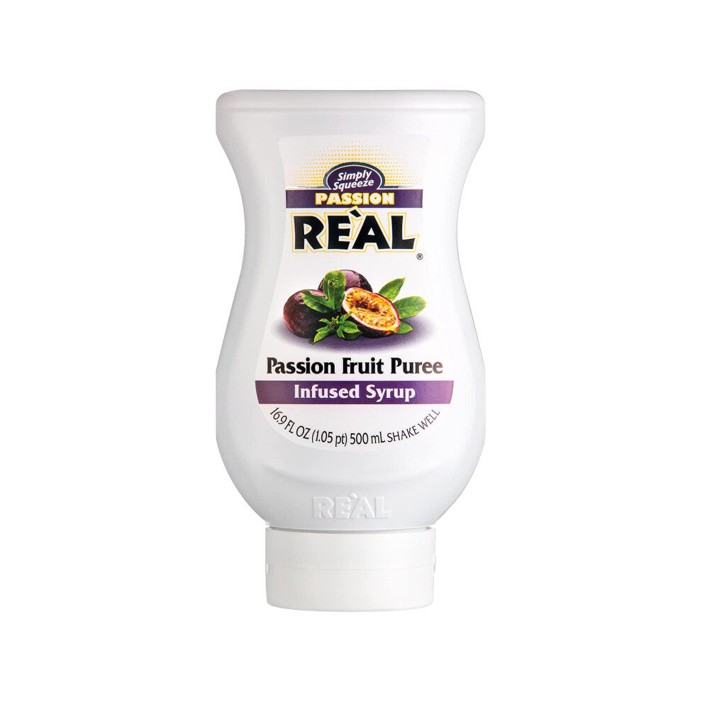 New Real Re'al Syrups Passion Fruit Puree Infused Fruit Syrup, Great For Cocktails, Cooking, Baking And Desserts, 500 Ml