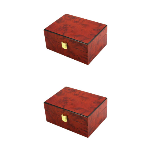 2Pcs Durable Watch Storage Box for Men Wooden Cotton Material Assorted 2