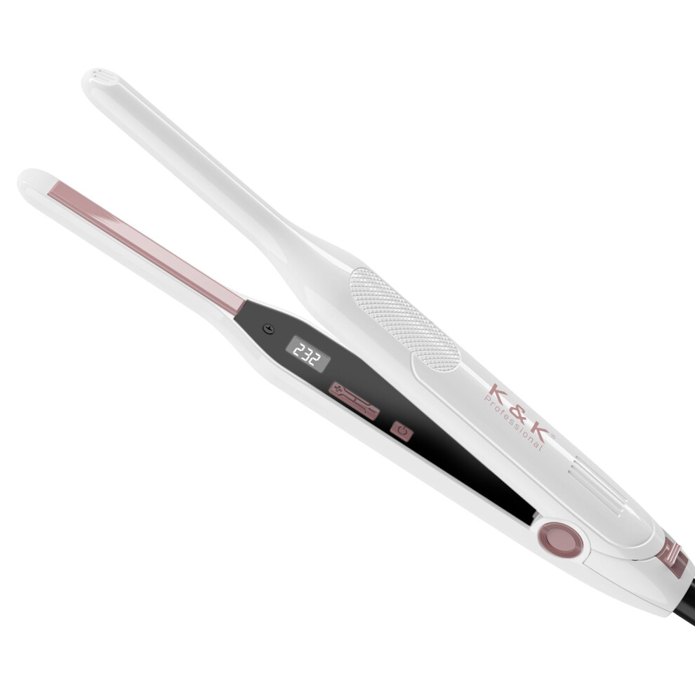 K&K Small Flat Iron Short Hair, Upgrade Pencil Flat Irons Hair Straightener For Edges, Straighteners For Pixie Cut, Touch Ups And Bangs, Digital