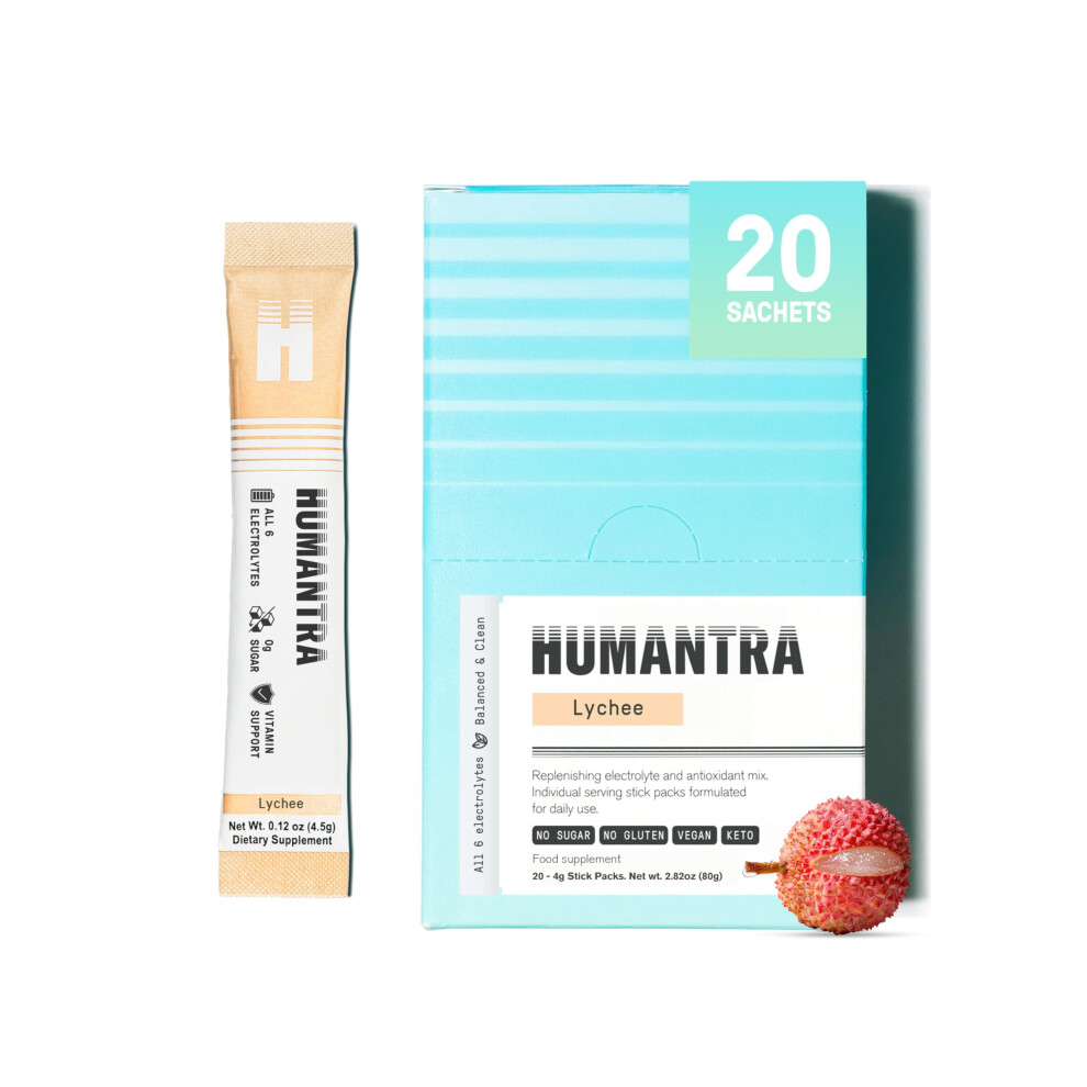Humantra Hydration Packets | Zero Sugar Electrolyte Hydration Multiplier W/Essential Minerals & 6 Electrolytes | Electrolytes Powder (20 Count,