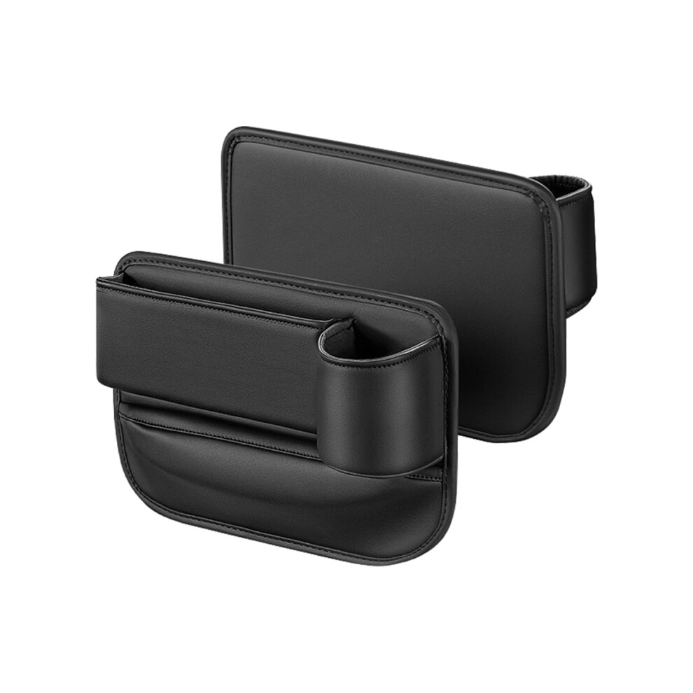 Car Seat Gap Filler With Cup Holder, Pu Leather Side Organizer For Phone Keys Sunglasses Black 9053599139546
