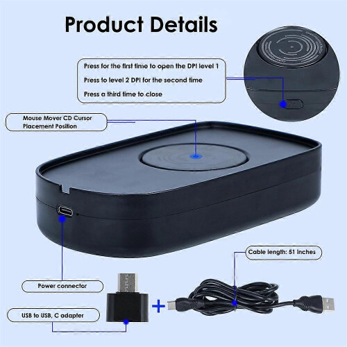 Undetectable Mouse Jiggler 5V 1A Simulate Mouse Mover Wired Wireless Mouse Compatible for Computer Awakening for Keeps PC Active 1