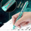 (Bule)Fountain Pen Retractable:0.38mm Black Ink Barrel Includes 5 Ink Cartridges 3