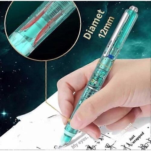 (Bule)Fountain Pen Retractable:0.38mm Black Ink Barrel Includes 5 Ink Cartridges 2