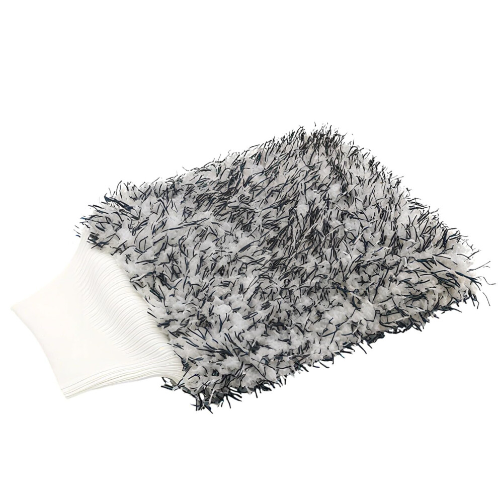 Car Wash Mitt Doublesided Microfiber Cleaning Glove Scratch Ultraabsorbent White/Black 9053599150541