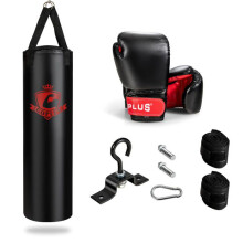 Sacchi da boxe - HELLOSHOP26 - Sacco sospeso 100x30x30 cm - Rimbalzo rapido - Imbottitura modificabile - Nero/rosso