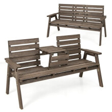 Banco de jardim - HELLOSHOP26 - 160x64x86 cm - Mesa central dobrável - Madeira de pinho maciço - Capacidade 320 kg