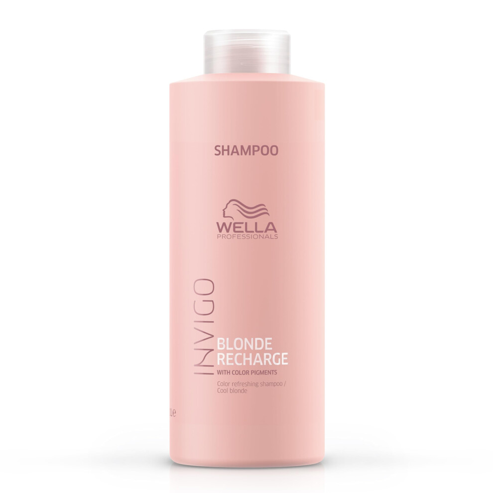 New Wella Professionals Invigo Blonde Recharge Colour Refreshing Shampoo - Cool Blonde 1,000Ml 6394