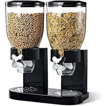 Dual Canister Cereal Dispenser with MoistureProof Seal for Kitchen Countertop Snack and Grain Storage