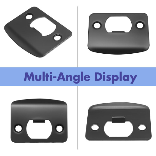 12 PCS Matte Black Door Strike Plate Set with Rounded Corners and Screws for Enhanced Security 2