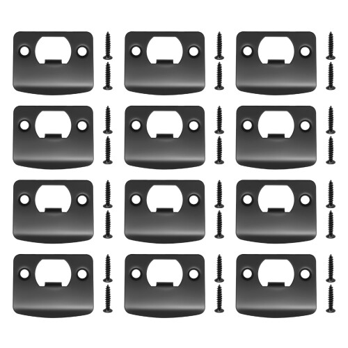 12 PCS Matte Black Door Strike Plate Set with Rounded Corners and Screws for Enhanced Security