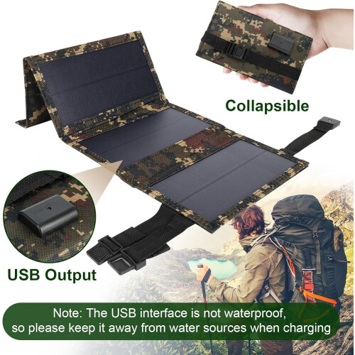20W USB Portable Solar Charger with Fast Charging, Waterproof Foldable Panel for Camping Hiking 2