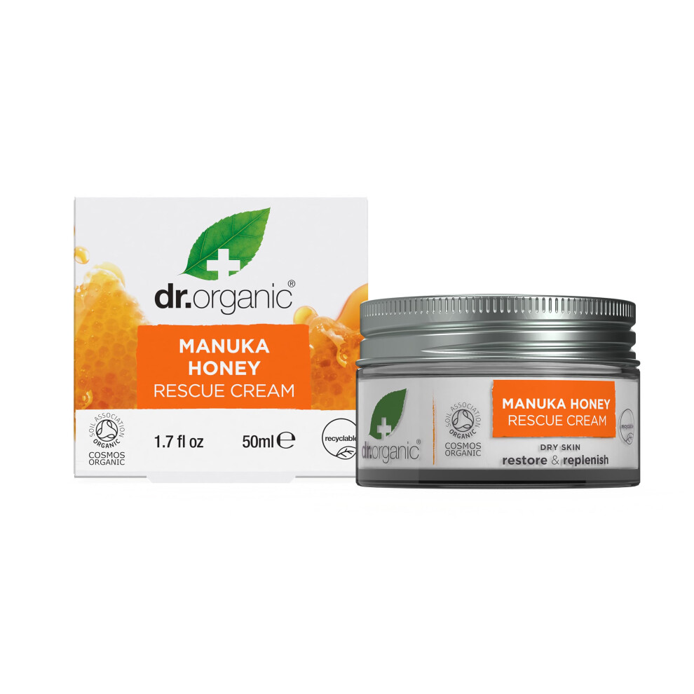 Dr. Organic Men's Cream Dr Organic Manuka Honey Rescue Dry Skin, Wo, Natural, Vegetarian, Cruelty-Free, Paraben & Sls-Free, Certified Organic, 50Ml,