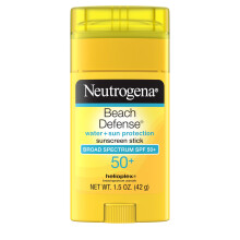 Neutrogena Beach Defense Sunscreen Stick with Broad Spectrum SPF 50+, Lightweight Water-Resistant Sunscreen with Oil-Free & PABA-Free Formula, 1.5 oz
