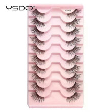 (10 pairs- Y1008) Lashes 3/10 Pairs Half Lashes Cat Eye Natural Long Lashes 3D Mink Eyelashes Full Strip Lashes Makeup Extension Tools