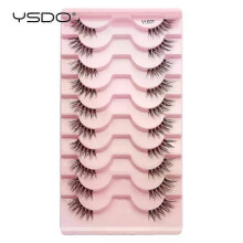 (10 pairs-  Y1001) Lashes 3/10 Pairs Half Lashes Cat Eye Natural Long Lashes 3D Mink Eyelashes Full Strip Lashes Makeup Extension Tools