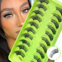 (10Pairs-YK309) 3/10 Pairs Half Lashes Makeup Natural Long Cat Eye Lashes Dramatic False Eyelashes Soft Faux Cils Fake Eyelash Extensions Tool