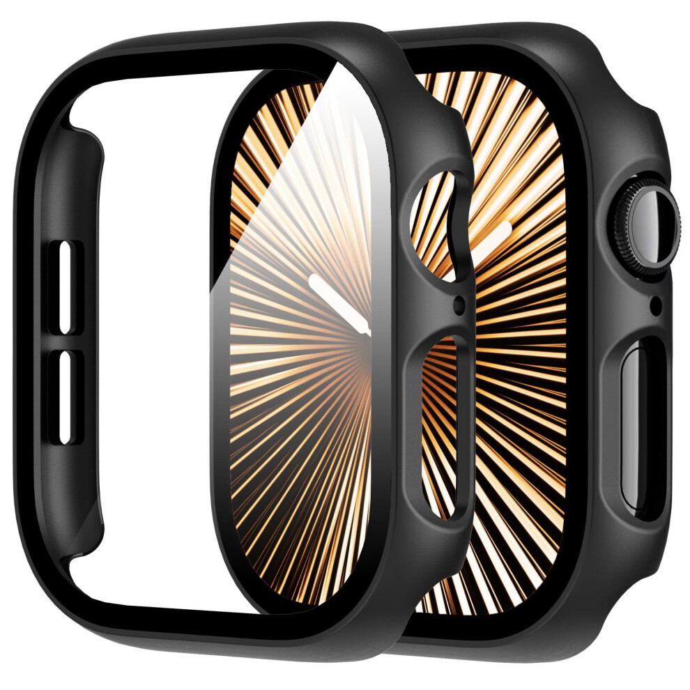 2Pack Case With 9H Tempered Glass Full Coverage Scratchresistant Protector For Apple Watch Series 11/10 46Mm Black 9455672815499