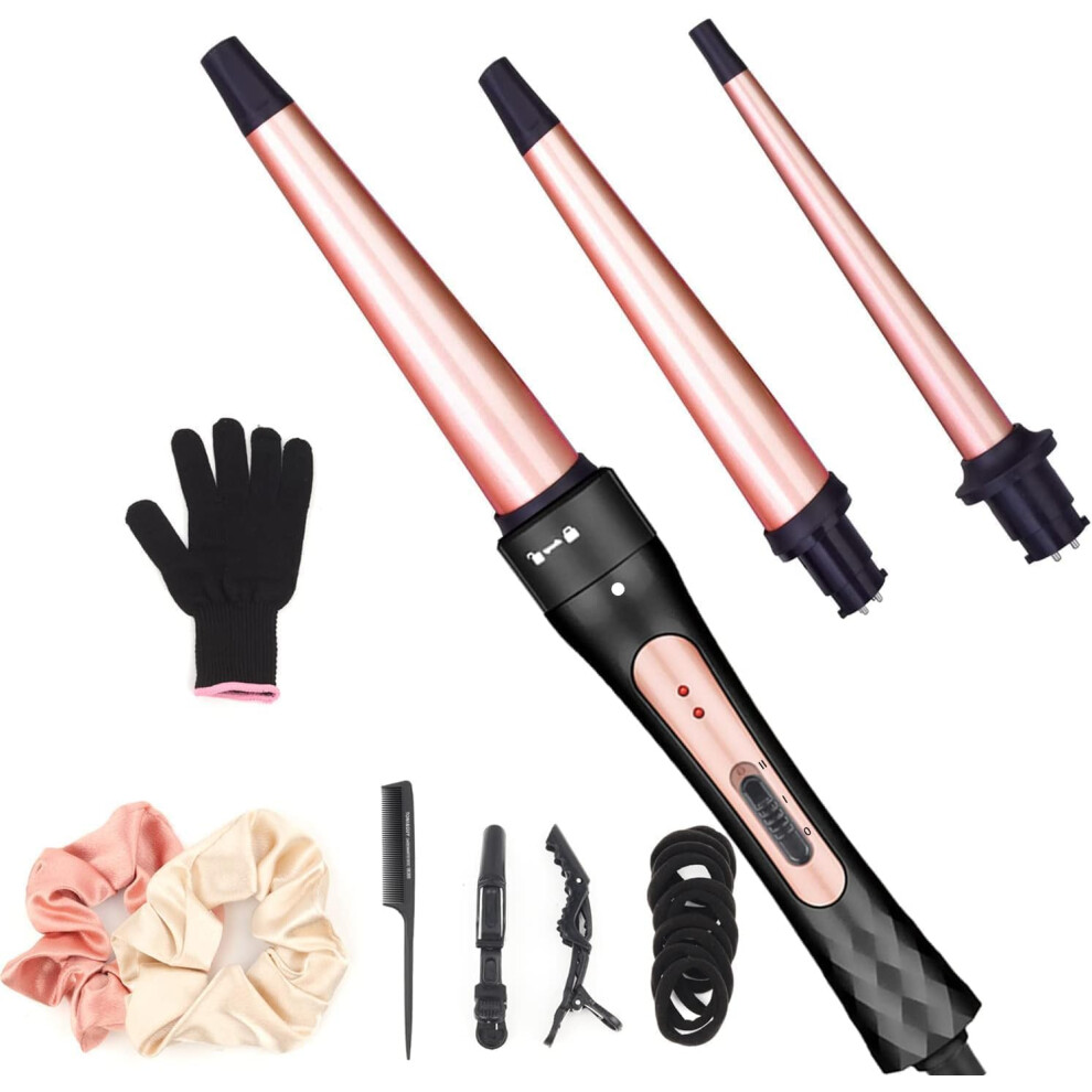 Jaeton Hair Curling Wand Iron Conical Curling Iron Set Interchangeable Ceramic Barrel Hair Curler Set For Short & Long Hair (Small, 3 Tubes)