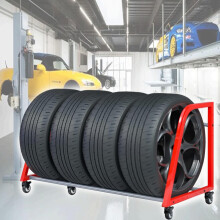Heavy Duty Adjustable Steel Floor Standing Tire Storage Rack with Wheels for Garage