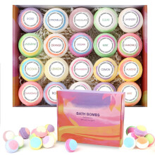 Fafamara Bath Bombs, Foaming Gift Set 20 Organic & Natural Handcrafted Essential Oils Relaxation and Stress Relief Fizzy Balls Ideal Birthday Gift for