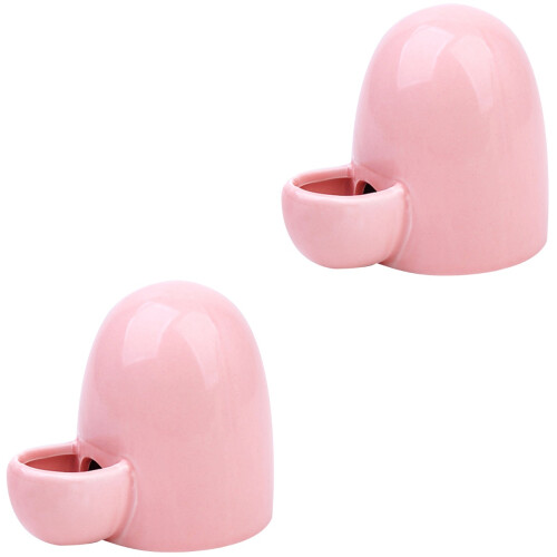 2Pcs Self-Dispensing Pet Feeder Pink for Hamsters Rabbits Small Pets 2