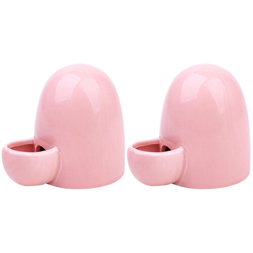 2Pcs Self-Dispensing Pet Feeder Pink for Hamsters Rabbits Small Pets 1