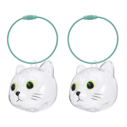 8Pcs Assorted Color Pet Hair Keepsake Keychain Transparent Storage 1