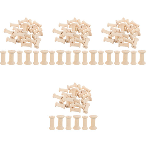 160Pcs Wooden Craft Spools Durable Khaki Thread Holders for DIY Use 2