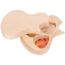 4Sets Durable Wood Guitar Pick Holder Case Khaki Guitar-Shaped Box
