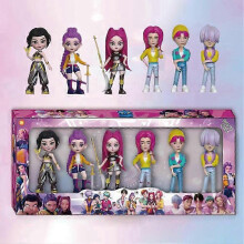 (6pcs Mix A)6Pcs Kpop Demon Hunters Action Figure Toy Derpy Tiger Rumi Mira Zoey Sussy Figurine Doll Anime Collection Gift