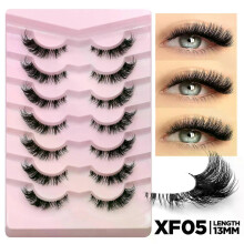 (7 Pairs-XF05) GROINNEYA False Eyelashes Cat Eye Lashes 5/7 Pairs Half Eye Lashes Fluffy Soft Natural Look Nvisible Band Mink lashes Makeup
