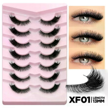(7 Pairs-XF01) GROINNEYA False Eyelashes Cat Eye Lashes 5/7 Pairs Half Eye Lashes Fluffy Soft Natural Look Nvisible Band Mink lashes Makeup