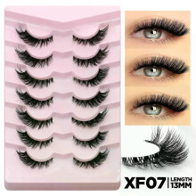(7 Pairs-XF07) GROINNEYA False Eyelashes Cat Eye Lashes 5/7 Pairs Half Eye Lashes Fluffy Soft Natural Look Nvisible Band Mink lashes Makeup
