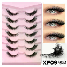 (7 Pairs-XF09) GROINNEYA False Eyelashes Cat Eye Lashes 5/7 Pairs Half Eye Lashes Fluffy Soft Natural Look Nvisible Band Mink lashes Makeup