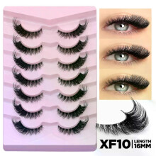 (7 Pairs-XF10) GROINNEYA False Eyelashes Cat Eye Lashes 5/7 Pairs Half Eye Lashes Fluffy Soft Natural Look Nvisible Band Mink lashes Makeup