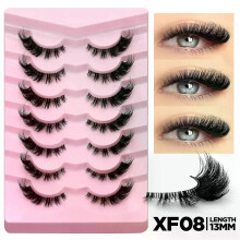 (7 Pairs-XF08) GROINNEYA False Eyelashes Cat Eye Lashes 5/7 Pairs Half Eye Lashes Fluffy Soft Natural Look Nvisible Band Mink lashes Makeup