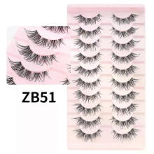 (ZB51) DINGSEN Cat Eye Lashes 10pairs False Eyelashes Natural Eyelashes Anime Winged Clear Band Lashes Fake Eyelash Manga Lashes Makeup