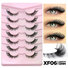 (7 Pairs-XF06) GROINNEYA False Eyelashes Cat Eye Lashes 5/7 Pairs Half Eye Lashes Fluffy Soft Natural Look Nvisible Band Mink lashes Makeup