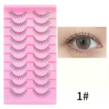 (1-) DINGSEN Cat Eye Lashes 10pairs False Eyelashes Natural Eyelashes Anime Winged Clear Band Lashes Fake Eyelash Manga Lashes Makeup