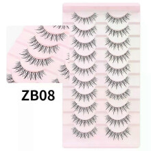 (ZB08) DINGSEN Cat Eye Lashes 10pairs False Eyelashes Natural Eyelashes Anime Winged Clear Band Lashes Fake Eyelash Manga Lashes Makeup
