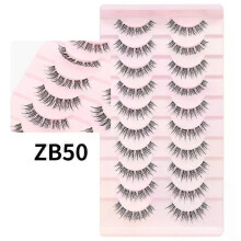 (ZB50) DINGSEN Cat Eye Lashes 10pairs False Eyelashes Natural Eyelashes Anime Winged Clear Band Lashes Fake Eyelash Manga Lashes Makeup