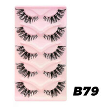 (B79) DINGSEN Cat Eye Lashes 10pairs False Eyelashes Natural Eyelashes Anime Winged Clear Band Lashes Fake Eyelash Manga Lashes Makeup