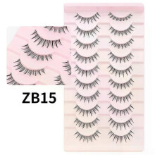 (ZB15) DINGSEN Cat Eye Lashes 10pairs False Eyelashes Natural Eyelashes Anime Winged Clear Band Lashes Fake Eyelash Manga Lashes Makeup