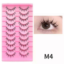(M4) DINGSEN Cat Eye Lashes 10pairs False Eyelashes Natural Eyelashes Anime Winged Clear Band Lashes Fake Eyelash Manga Lashes Makeup