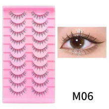 (M06) DINGSEN Cat Eye Lashes 10pairs False Eyelashes Natural Eyelashes Anime Winged Clear Band Lashes Fake Eyelash Manga Lashes Makeup