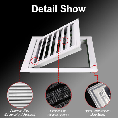 Ventilation Access Panel Aluminum Alloy Waterproof Rustproof Shutter Style with Filter 50x55cm 2