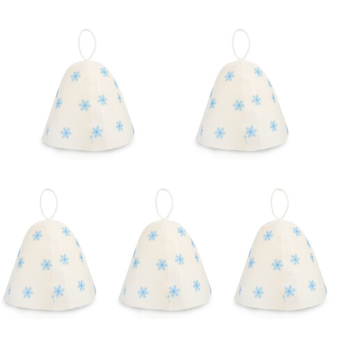 5Pcs White Felt Sauna Hats Women Thickened Durable Bath Caps 1