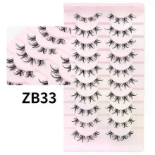 (ZB33) DINGSEN Cat Eye Lashes 10pairs False Eyelashes Natural Eyelashes Anime Winged Clear Band Lashes Fake Eyelash Manga Lashes Makeup